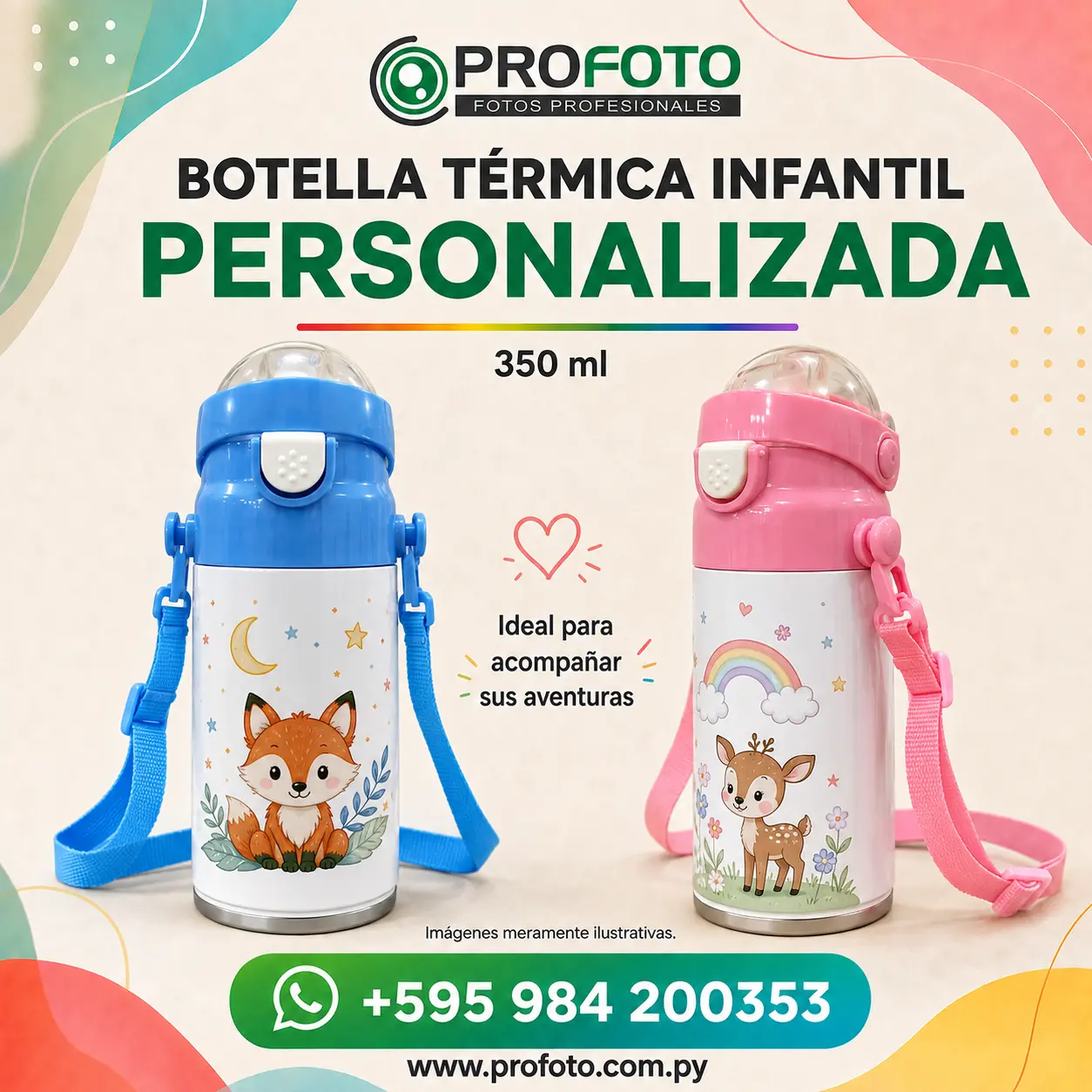 Botella térmica infantil personalizada por PROFOTO